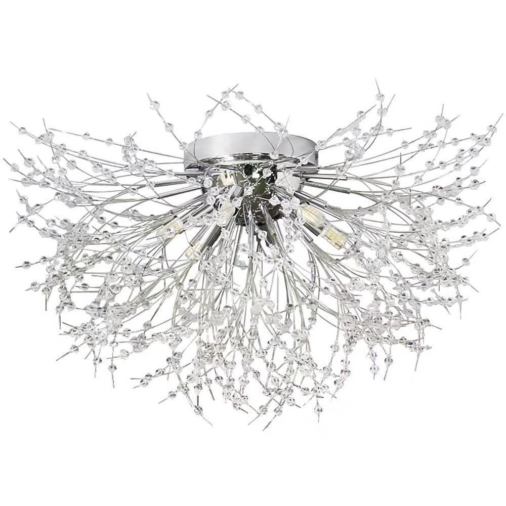 Crystal Metal Flush Mount Ceiling Light 6-Light Traditional