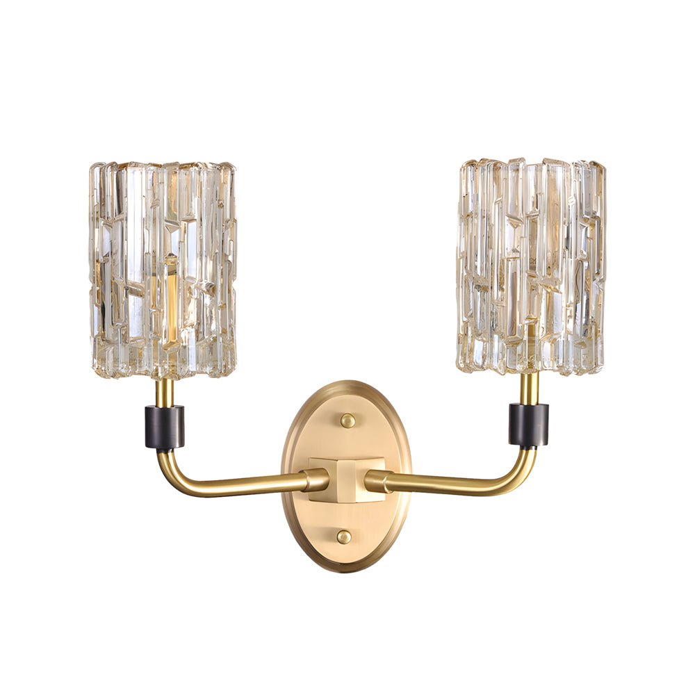 Modern Crystal Wall Sconce with Copper Frame – 1/2-Light Gold Finish