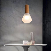 Copper Cork Glass Pendant Light - Geometric Diamond Shade E27
