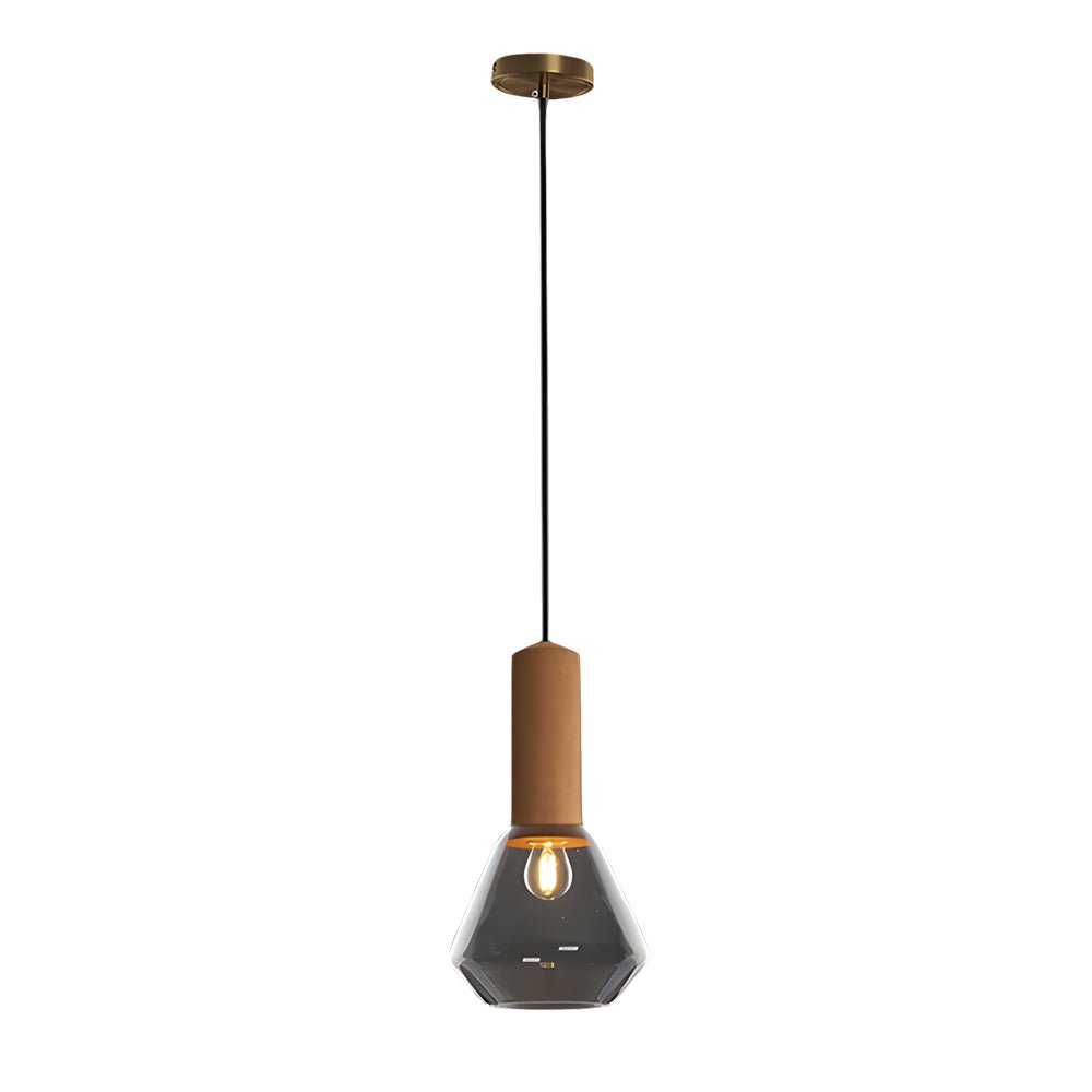 Copper Cork Glass Pendant Light - Geometric Diamond Shade E27
