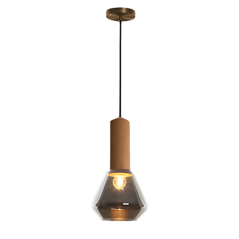 Copper Cork Glass Pendant Light - Geometric Diamond Shade E27