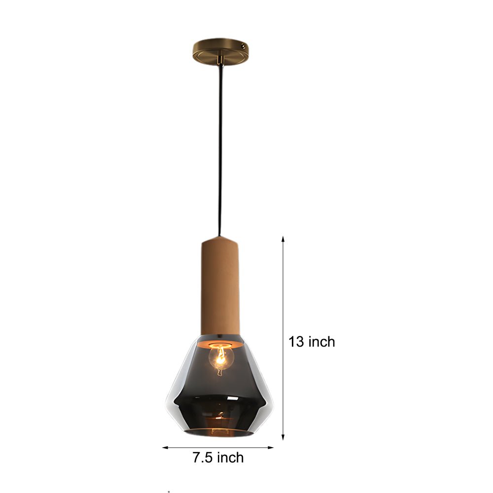 Copper Cork Glass Pendant Light - Geometric Diamond Shade E27