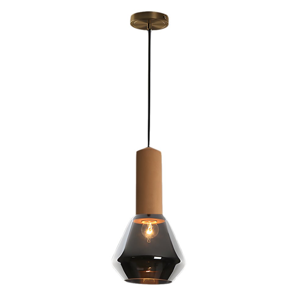 Copper Cork Glass Pendant Light - Geometric Diamond Shade E27