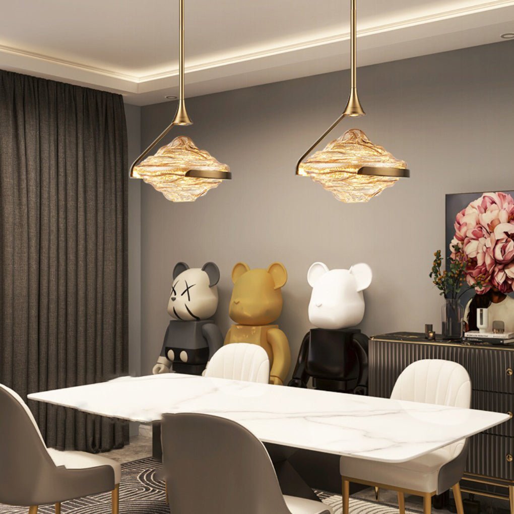 Modern Glass UFO Pendant Light with LED - Sculptural Dining Light