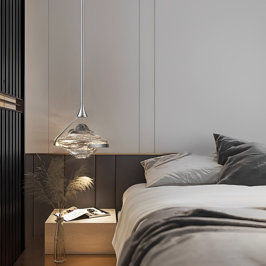 Modern Glass UFO Pendant Light with LED - Sculptural Dining Light