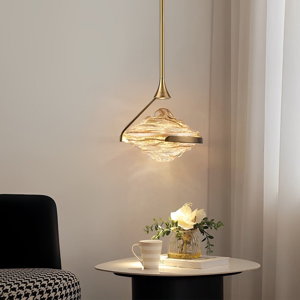Modern Glass UFO Pendant Light with LED - Sculptural Dining Light
