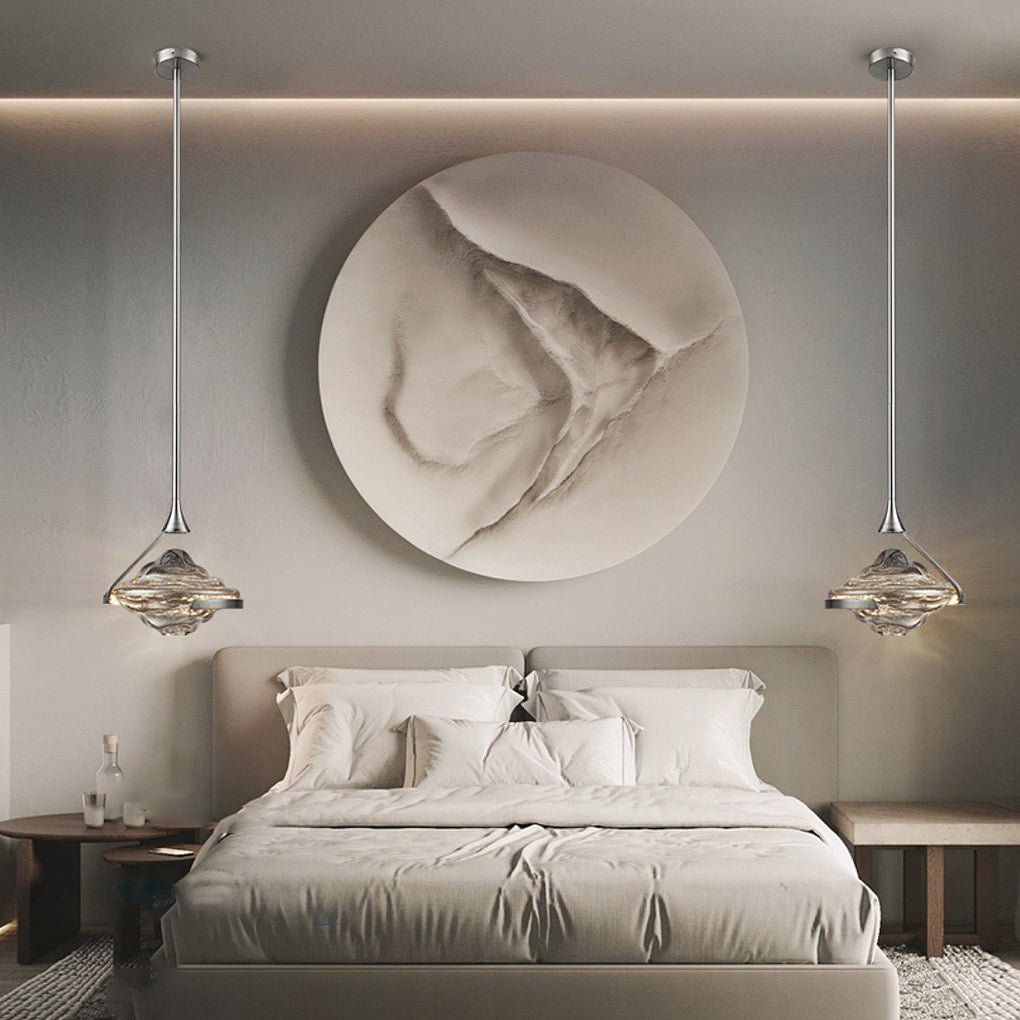 Modern Glass UFO Pendant Light with LED - Sculptural Dining Light