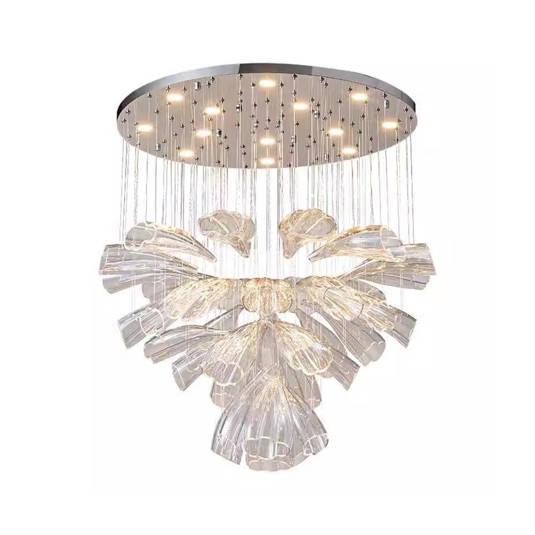 Handcrafted Art Glass Floral Chandelier with 3-Step Dimming