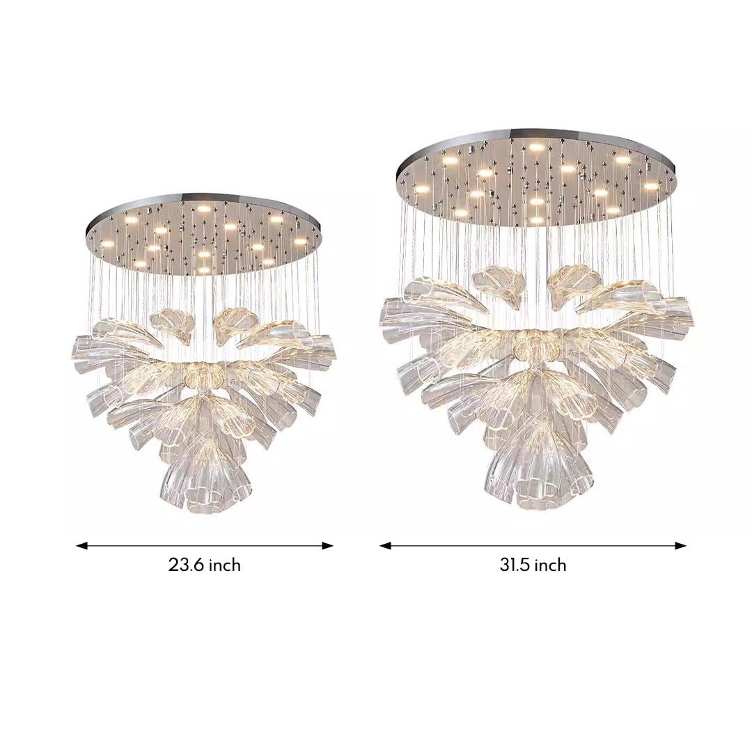 Handcrafted Art Glass Floral Chandelier with 3-Step Dimming