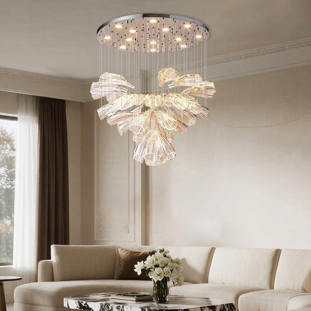 Handcrafted Art Glass Floral Chandelier with 3-Step Dimming