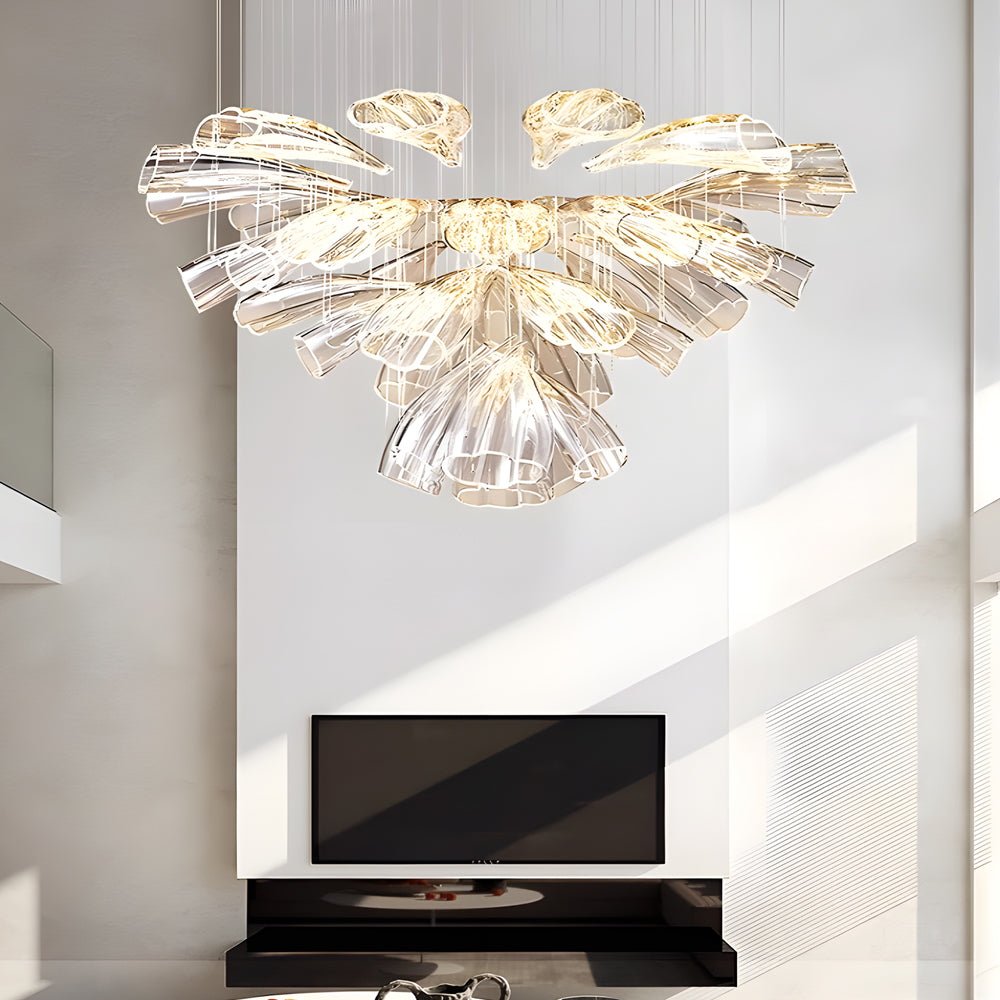 Handcrafted Art Glass Floral Chandelier with 3-Step Dimming