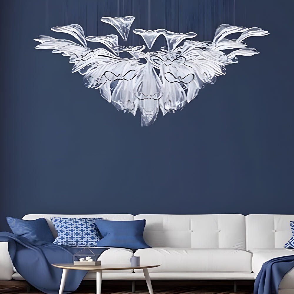 Handcrafted Art Glass Floral Chandelier with 3-Step Dimming