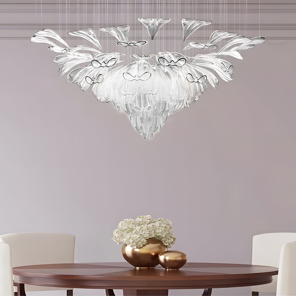 Handcrafted Art Glass Floral Chandelier with 3-Step Dimming