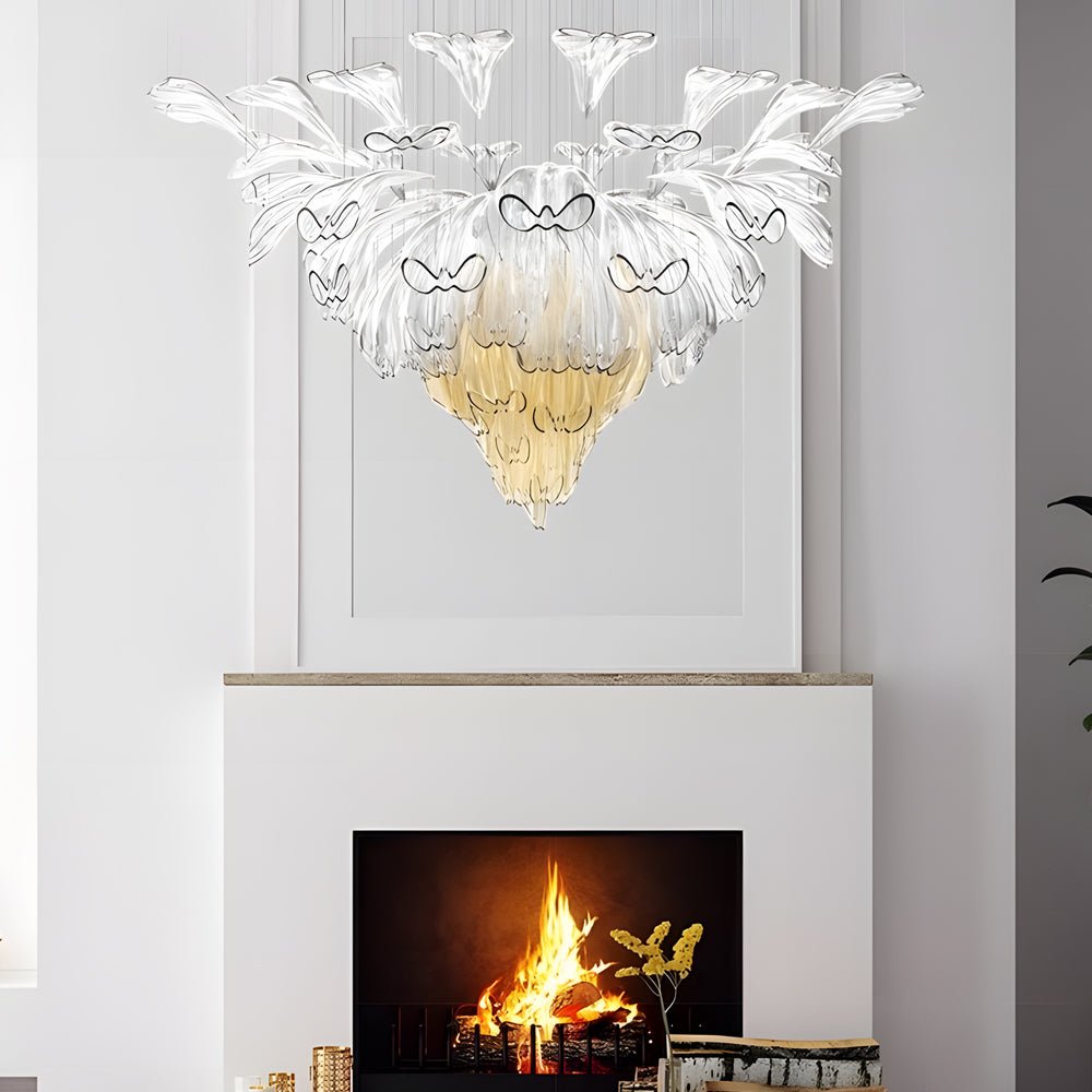 Handcrafted Art Glass Floral Chandelier with 3-Step Dimming