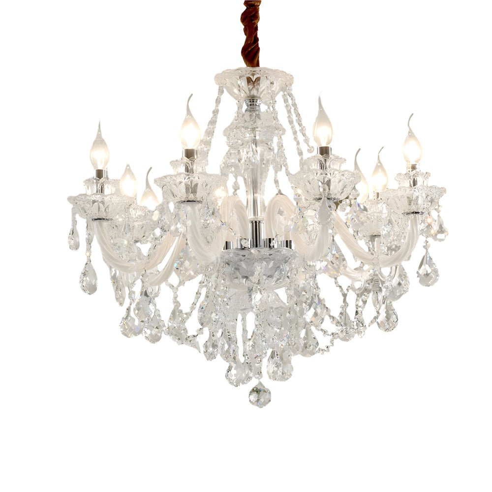 Crystal Glass Chandelier European Candle Style Multi-Light