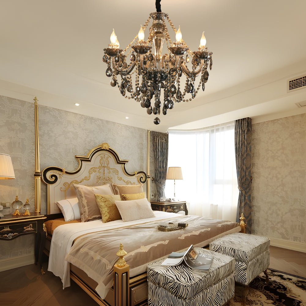 Crystal Glass Chandelier European Candle Style Multi-Light