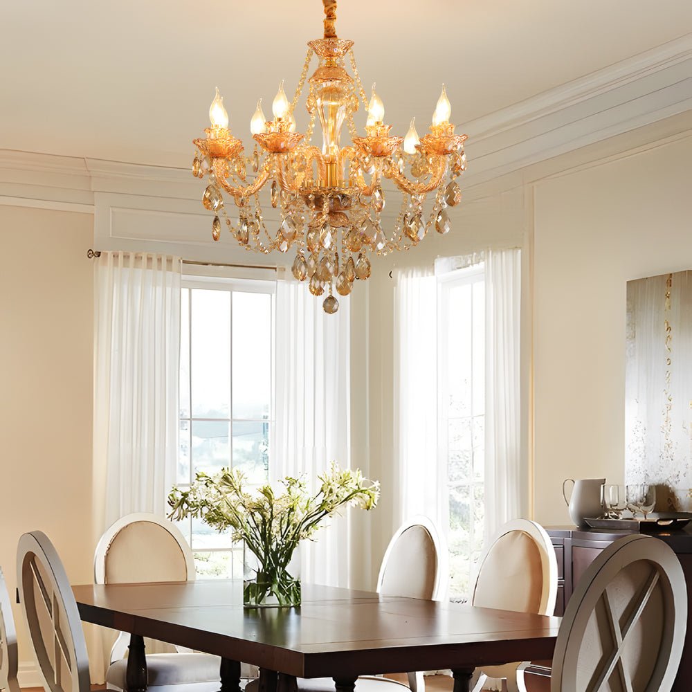 Crystal Glass Chandelier European Candle Style Multi-Light
