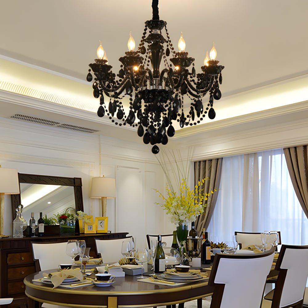 Crystal Glass Chandelier European Candle Style Multi-Light