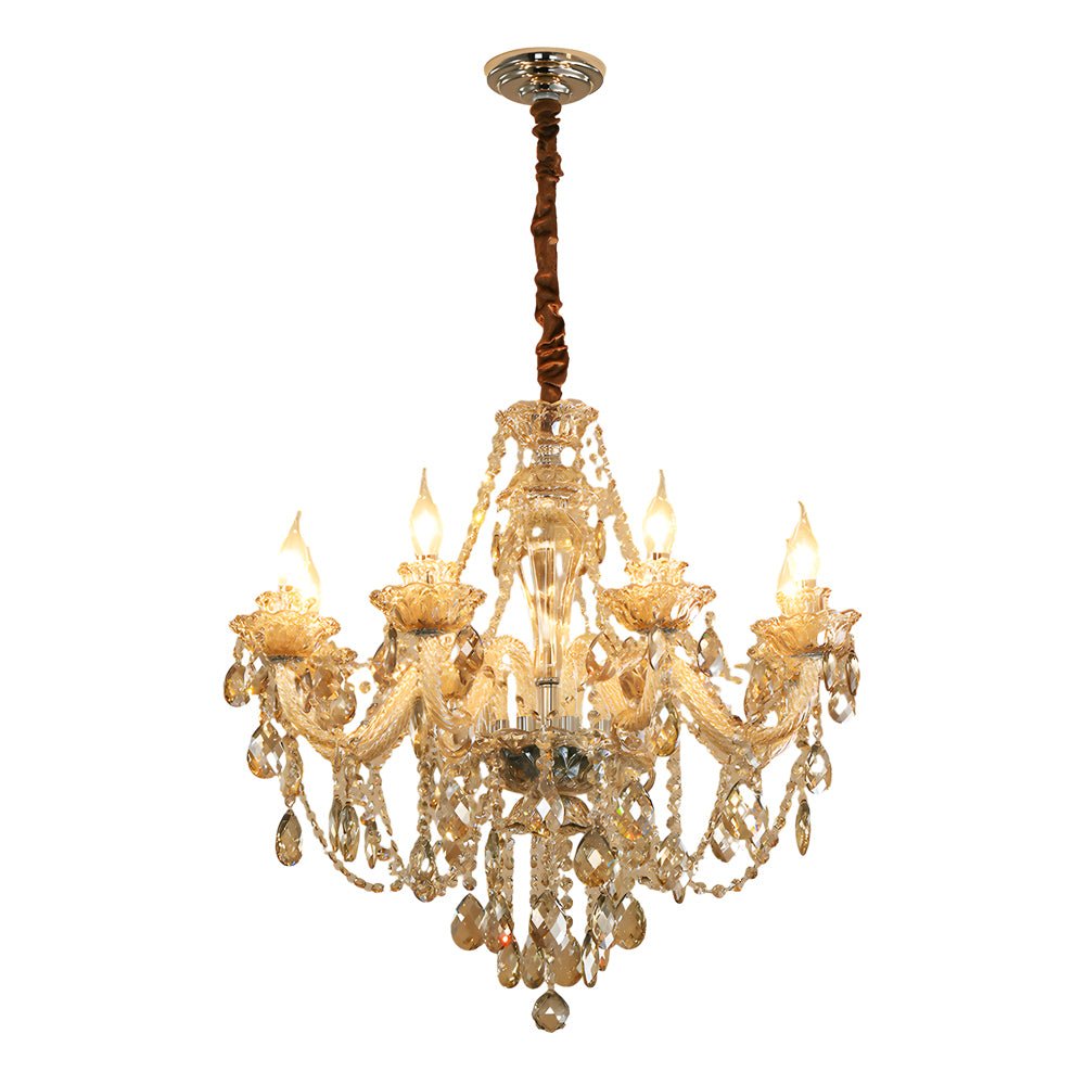 Crystal Glass Chandelier European Candle Style Multi-Light