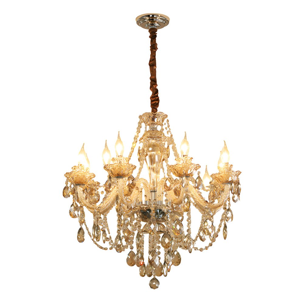 Crystal Glass Chandelier European Candle Style Multi-Light
