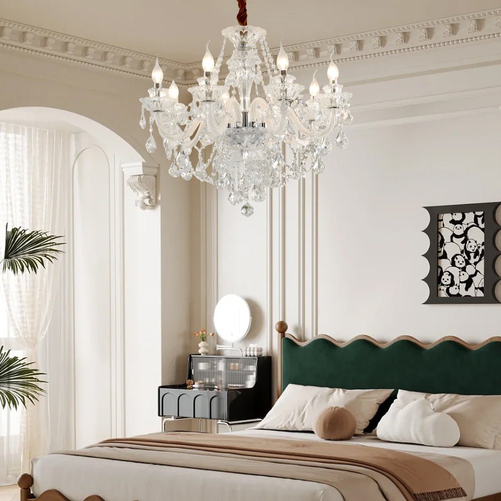 Crystal Glass Chandelier European Candle Style Multi-Light