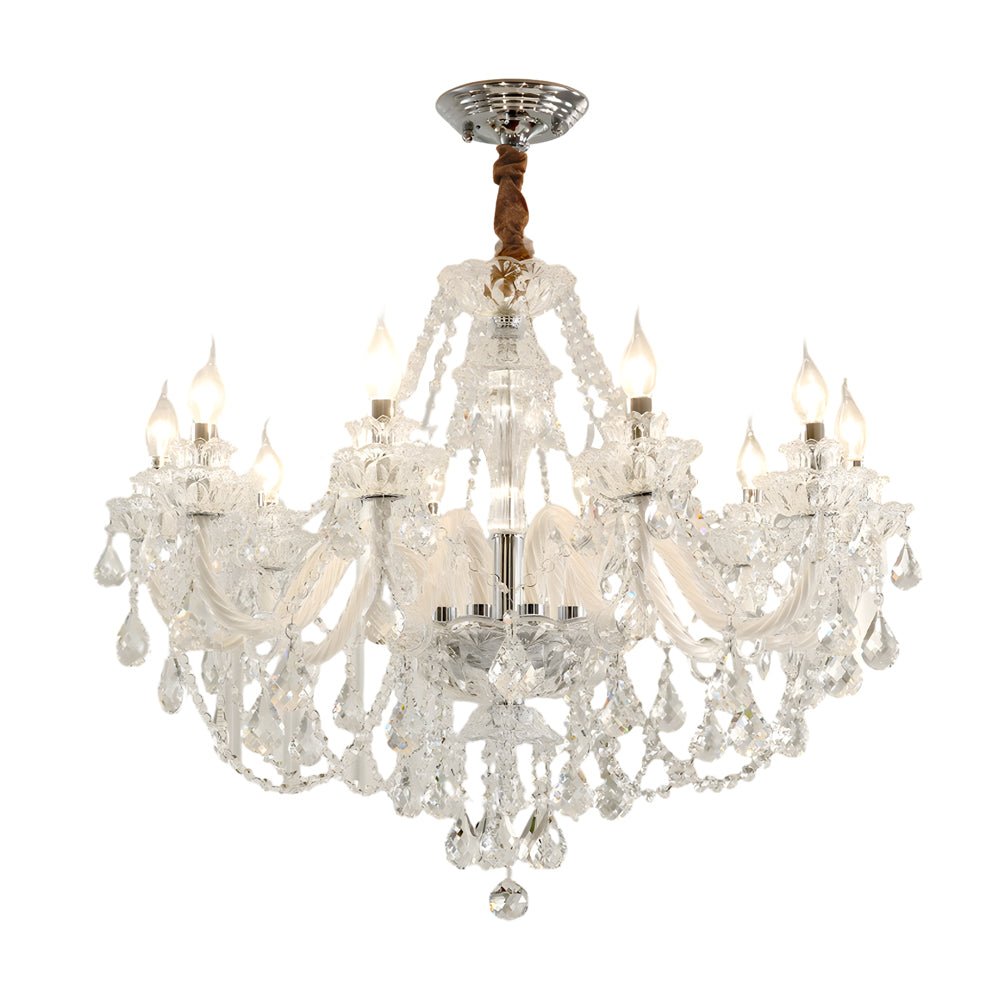 Crystal Glass Chandelier European Candle Style Multi-Light