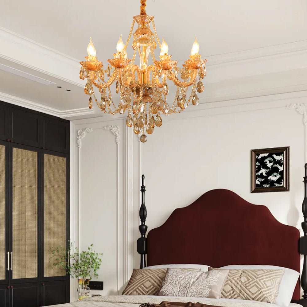 Crystal Glass Chandelier European Candle Style Multi-Light
