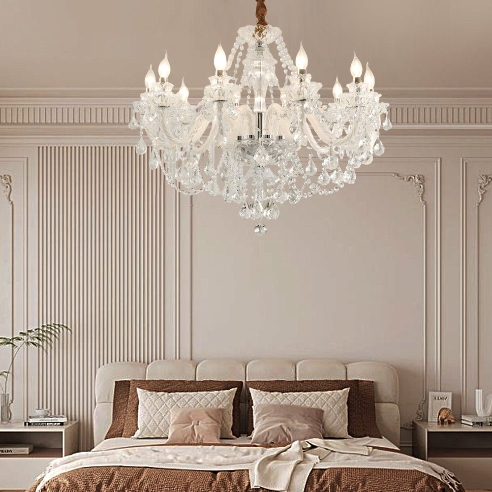Crystal Glass Chandelier European Candle Style Multi-Light