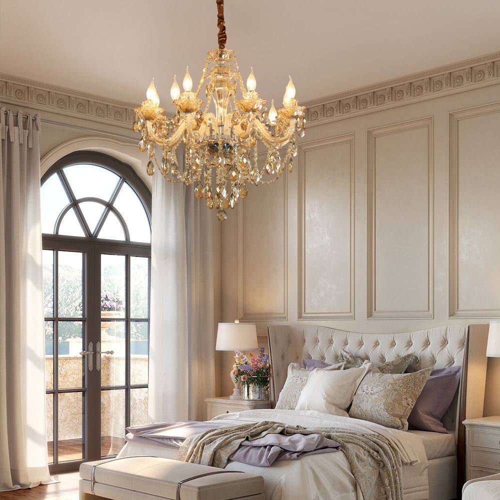 Crystal Glass Chandelier European Candle Style Multi-Light