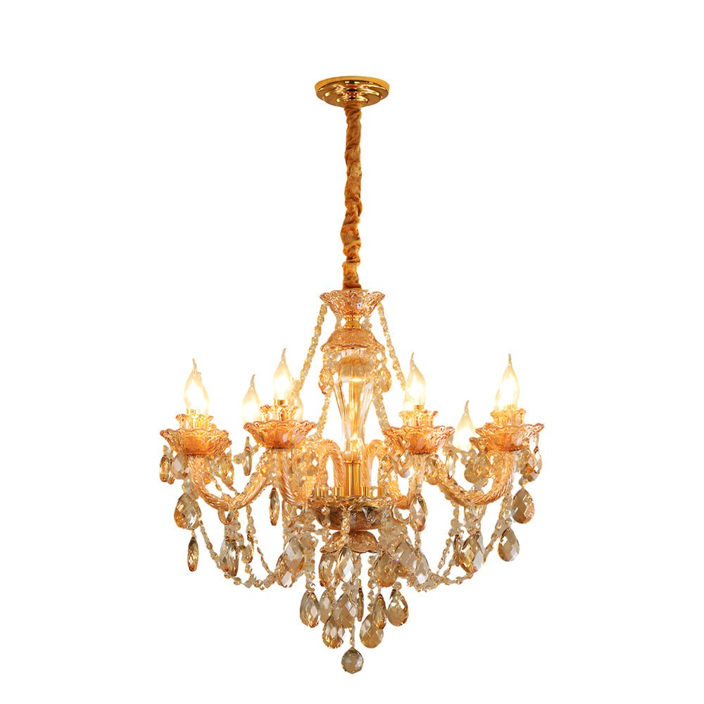 Crystal Glass Chandelier European Candle Style Multi-Light