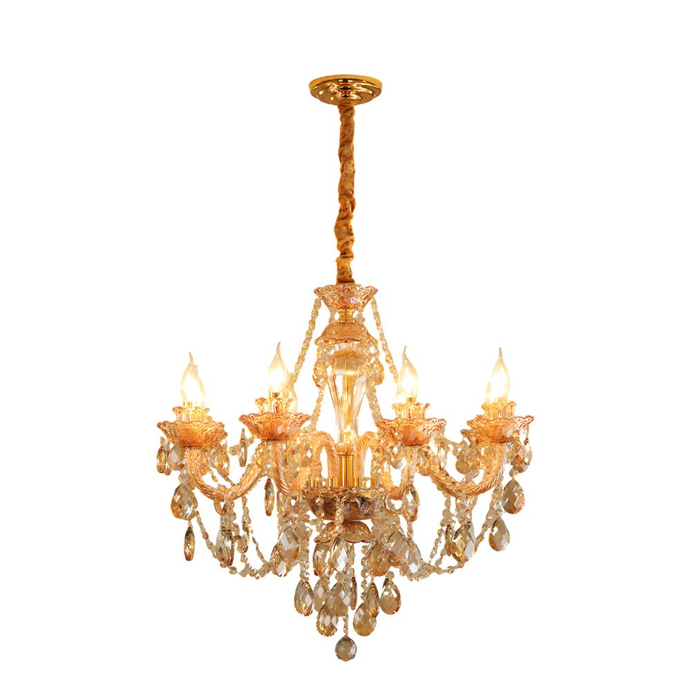 Crystal Glass Chandelier European Candle Style Multi-Light