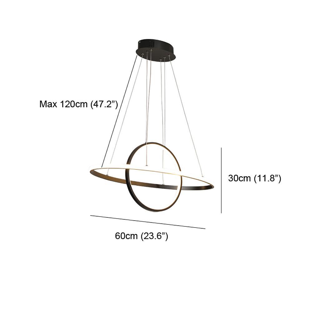 Modern Double Circle LED Pendant Light Metal Adjustable Chandelier