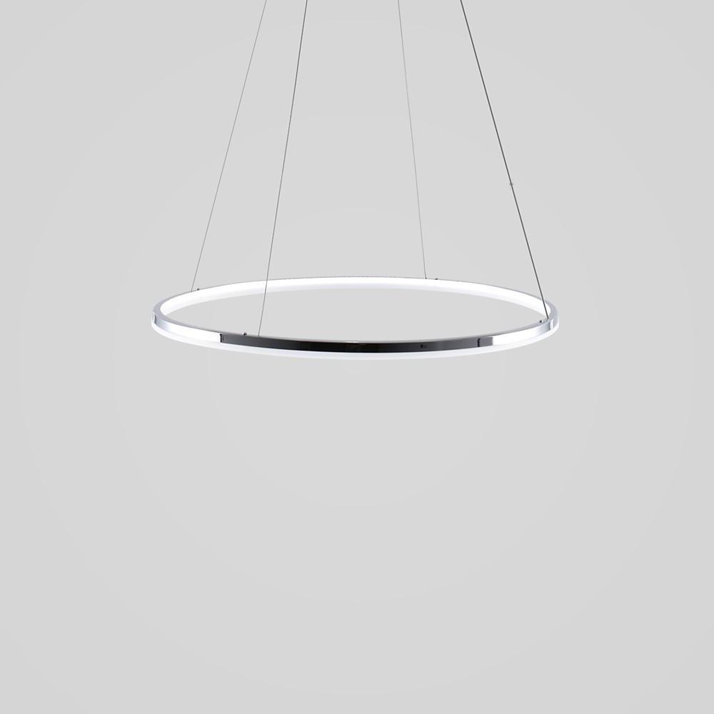 Modern LED Circular Pendant Light with Remote Control - Brushed Nickel