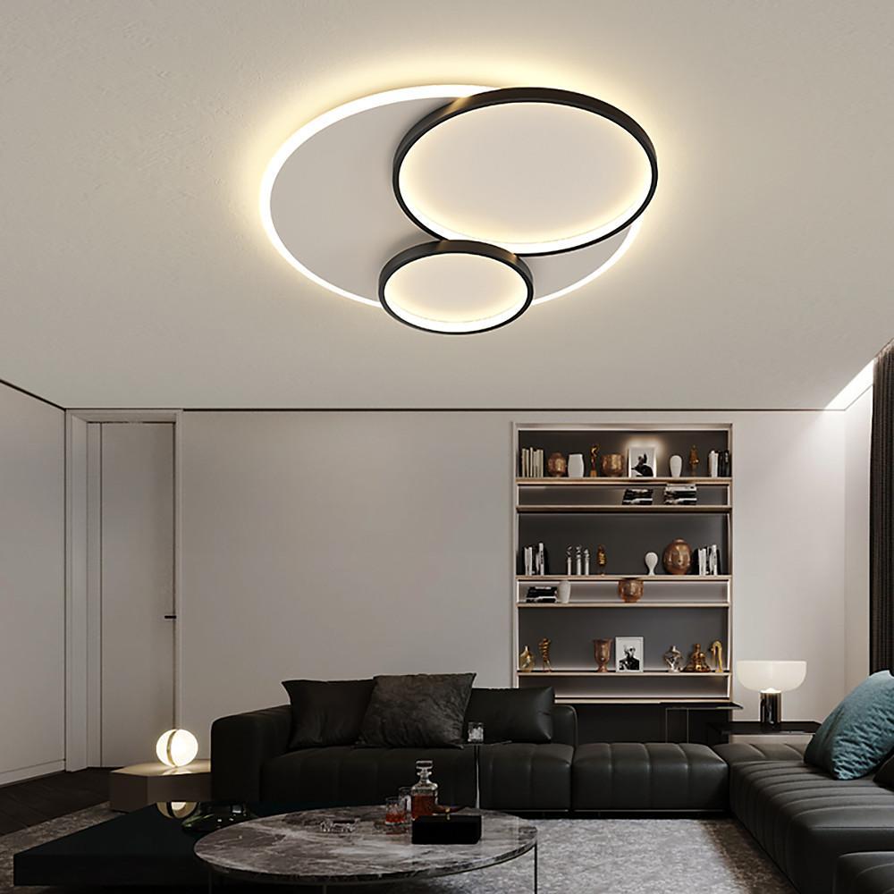 Modern 3-Circle LED Flush Mount Ceiling Light - Metal & Acrylic