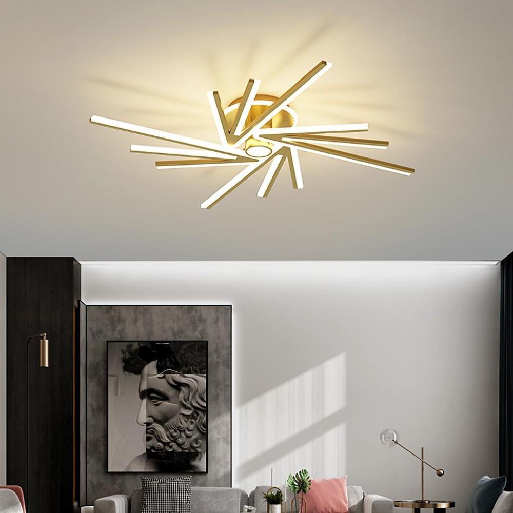 Abstract Flower Tube LED Flush Mount Ceiling Light - Gold Finish