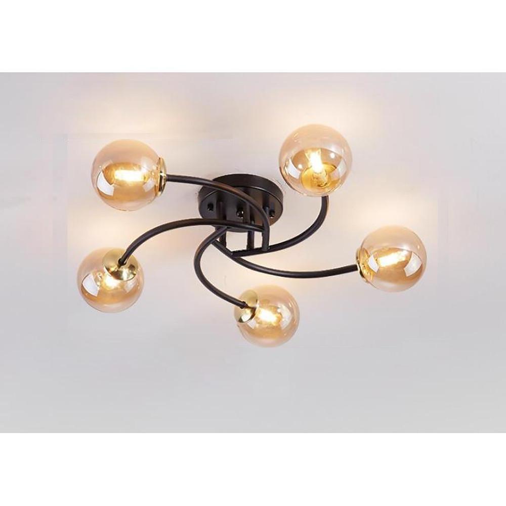 Modern Glass Globe Semi Flush Mount Ceiling Light - 3 or 5 Light