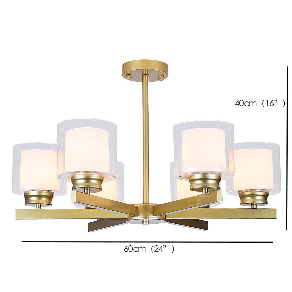 6-Light Glass Candlestick Modern Chandelier with Metal Frame