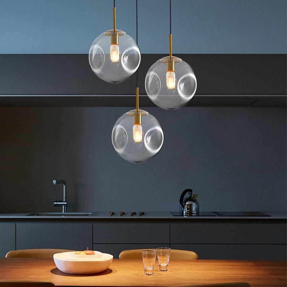 Globe Pendant Light Metal Glass LED Downlight Adjustable