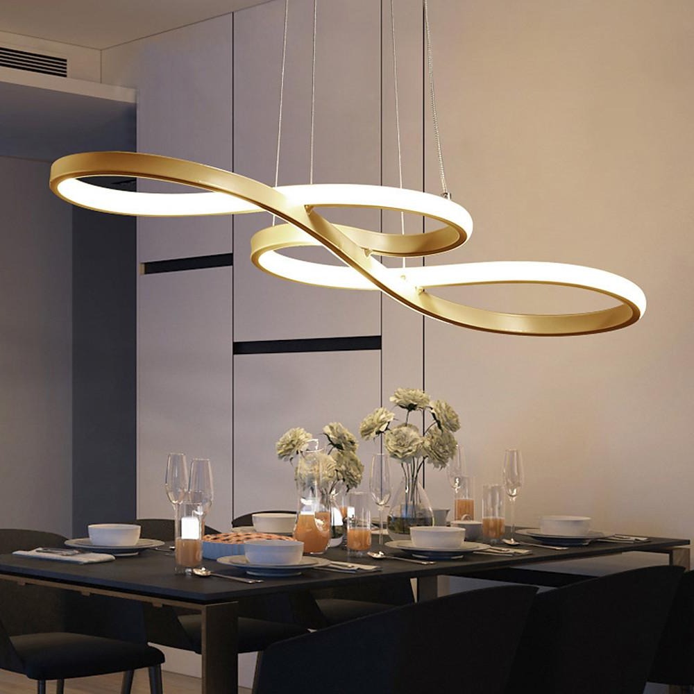 Modern Geometric LED Pendant Light - Aluminum Wave Design