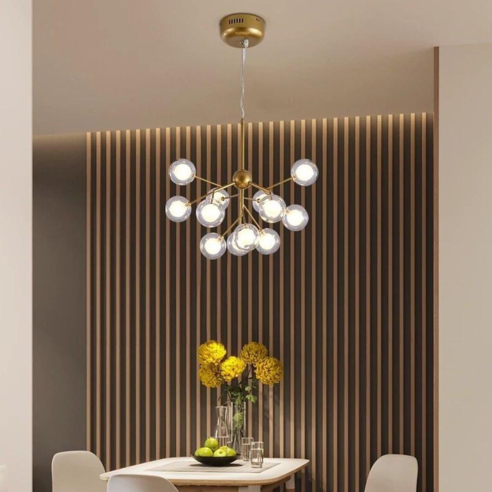 Sputnik Chandelier 12-Light Glass Metal Modern Ceiling Light