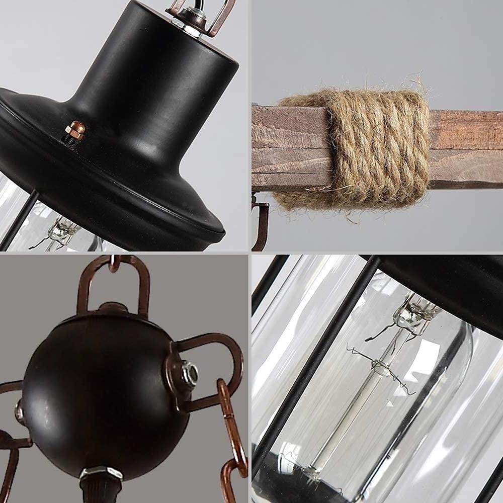 Vintage Wood & Glass 8-Light Farmhouse Pendant Chandelier