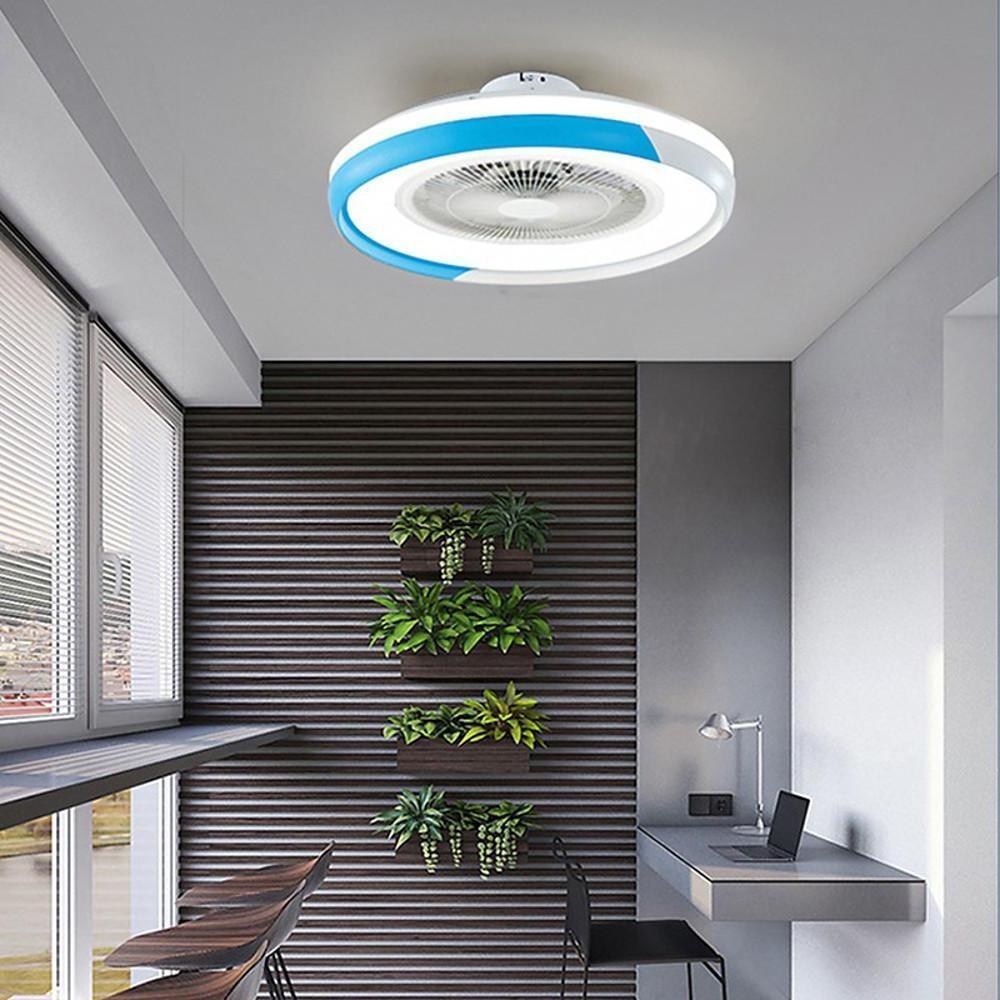 Dimmable Bladeless Ceiling Fan with LED Light and Remote Control