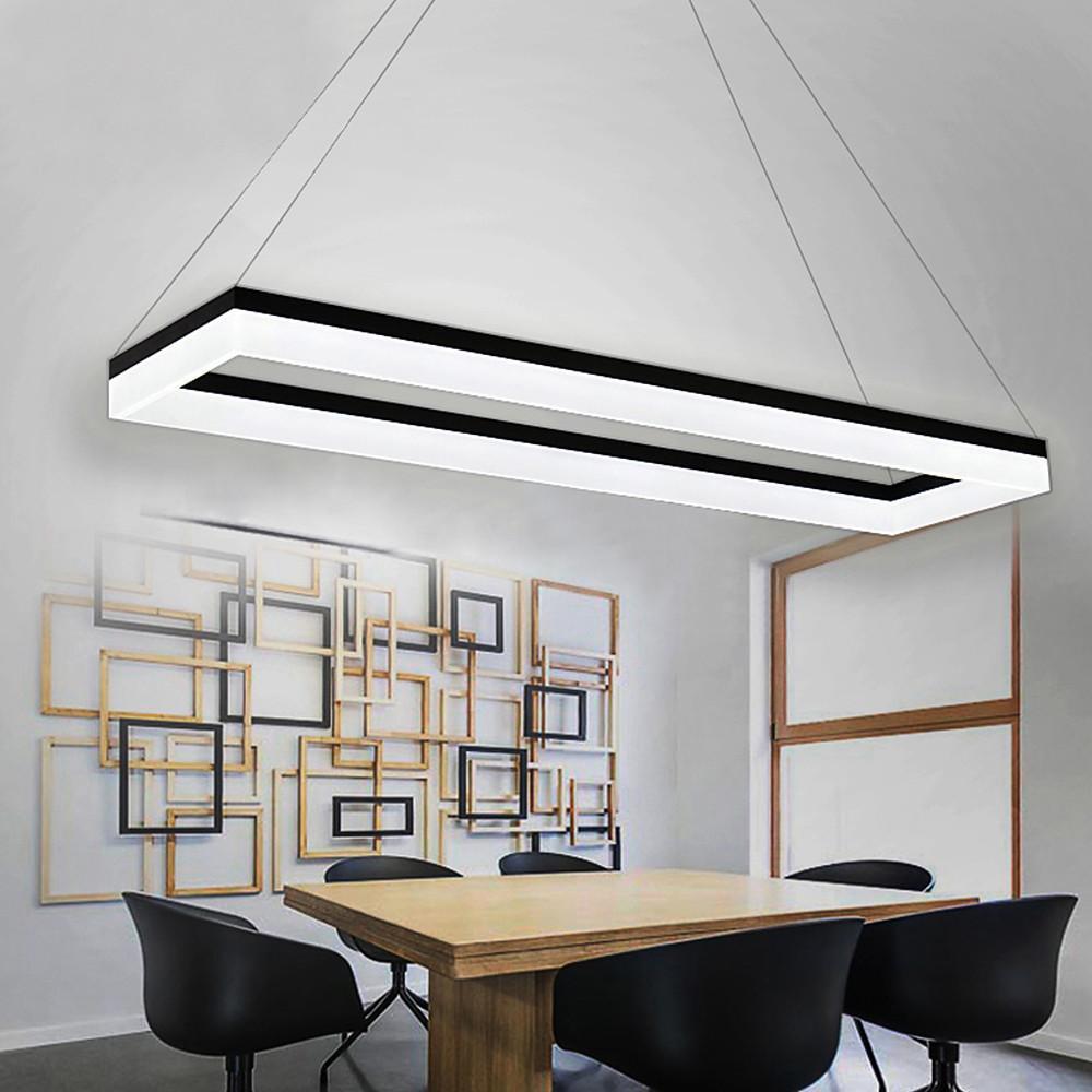 Modern Rectangular LED Pendant Light - Aluminum & Acrylic