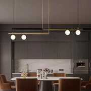 Linear Globe Pendant Light – Copper & Glass Modern Dining Lighting