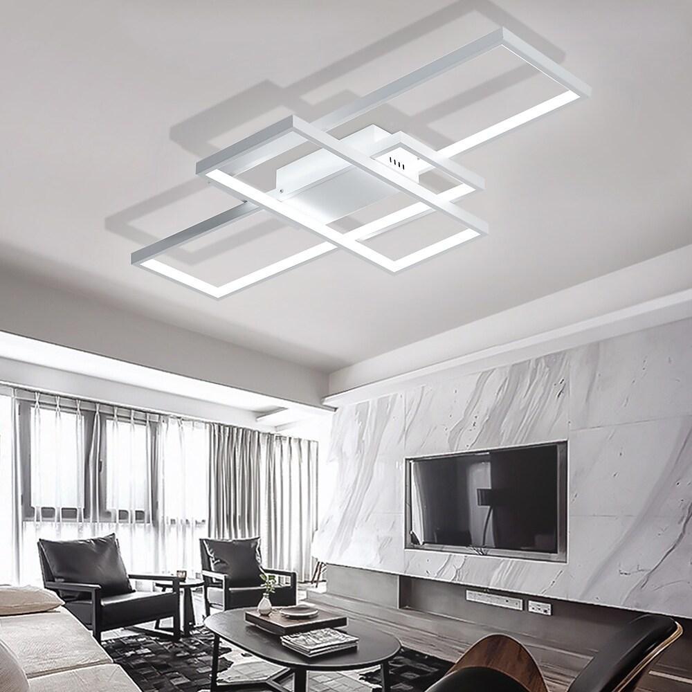 Tiered Rectangular Flush Mount LED Ceiling Light – Modern Metal