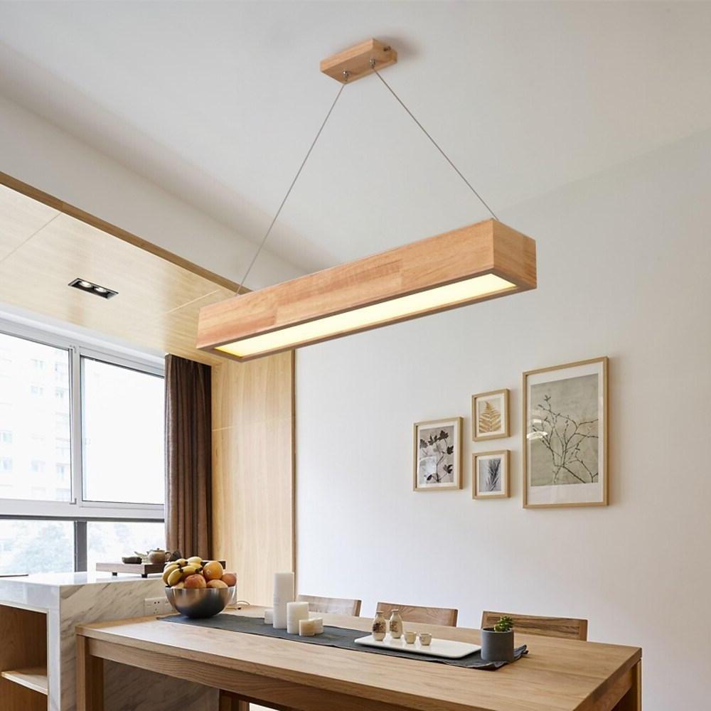 Rectangular Wood Pendant Light Modern Farmhouse Chandelier