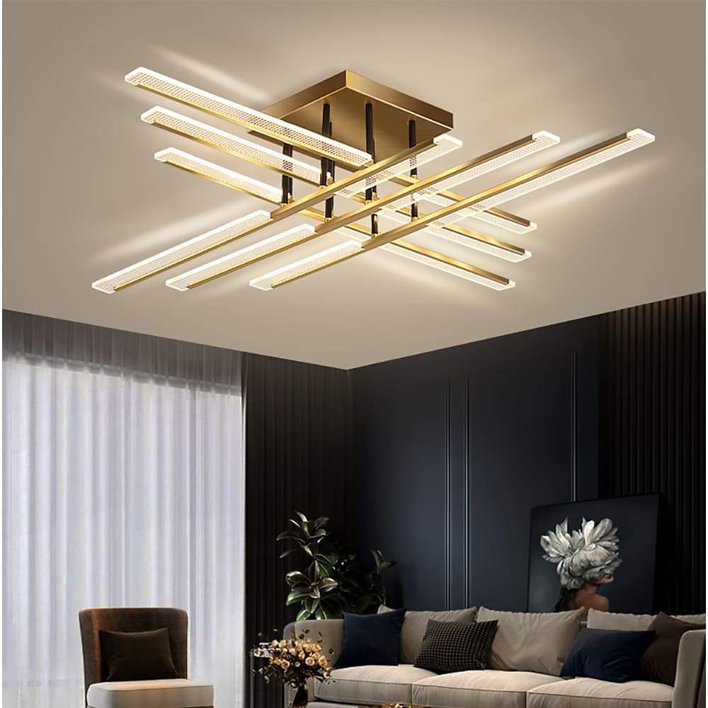 Modern Linear LED Flush Mount Ceiling Light with Metal Frame