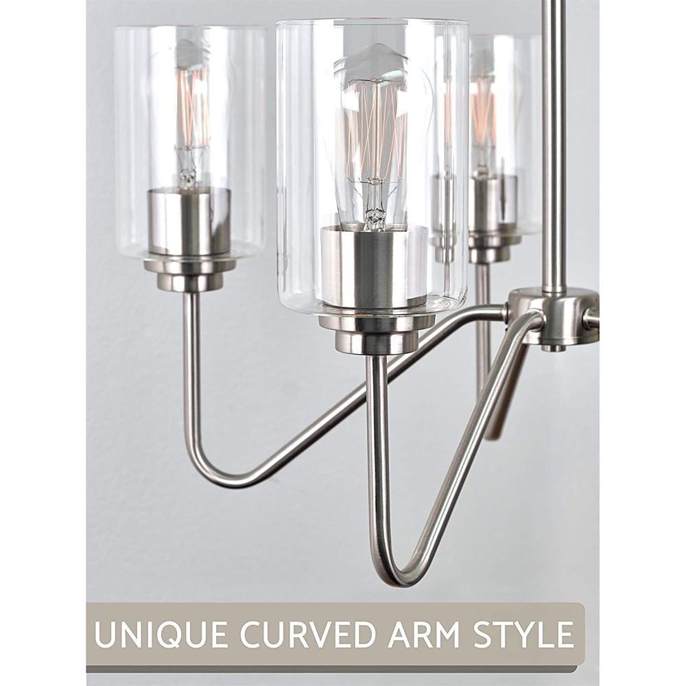 5-Light Glass Shade Chandelier with Electroplated Metal Frame