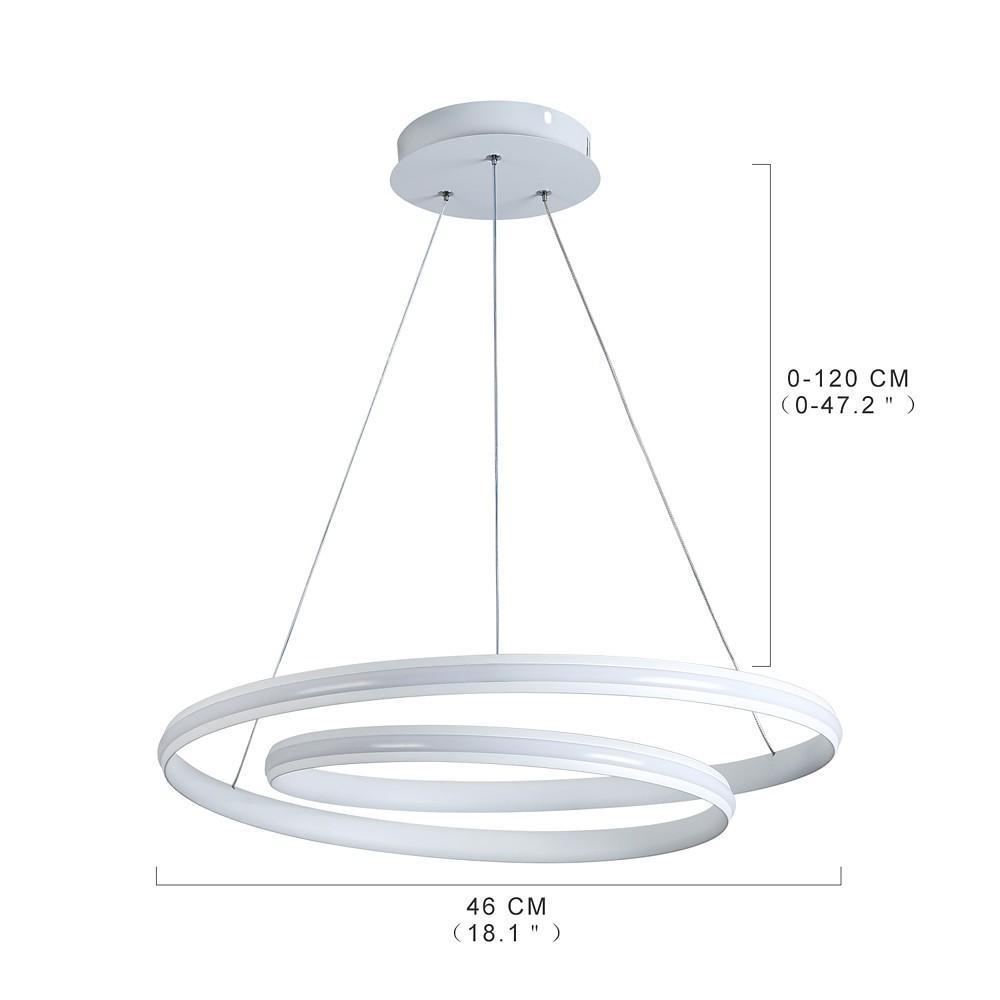 18" Spiral LED Dimmable White Modern Adjustable Pendant Light