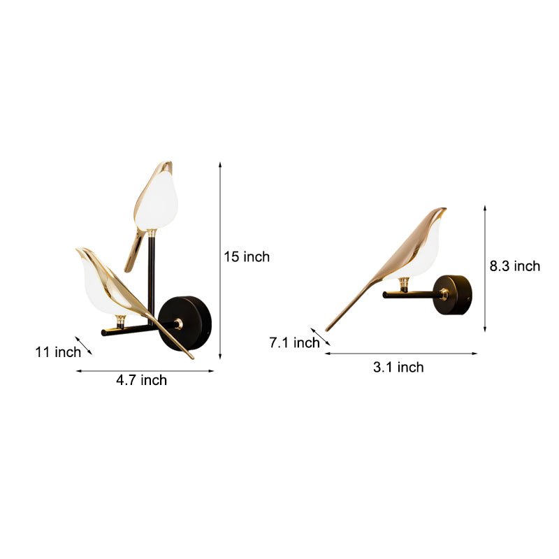 Adjustable Bird Wall Sconce with LED Dimmable & Remote Control